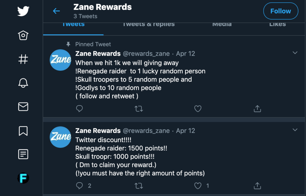 zane rewards code