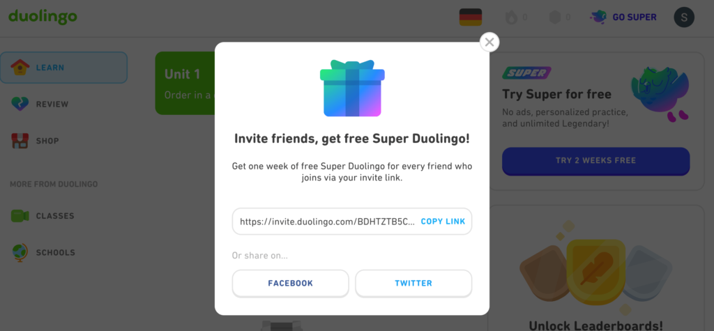 duolingo free super